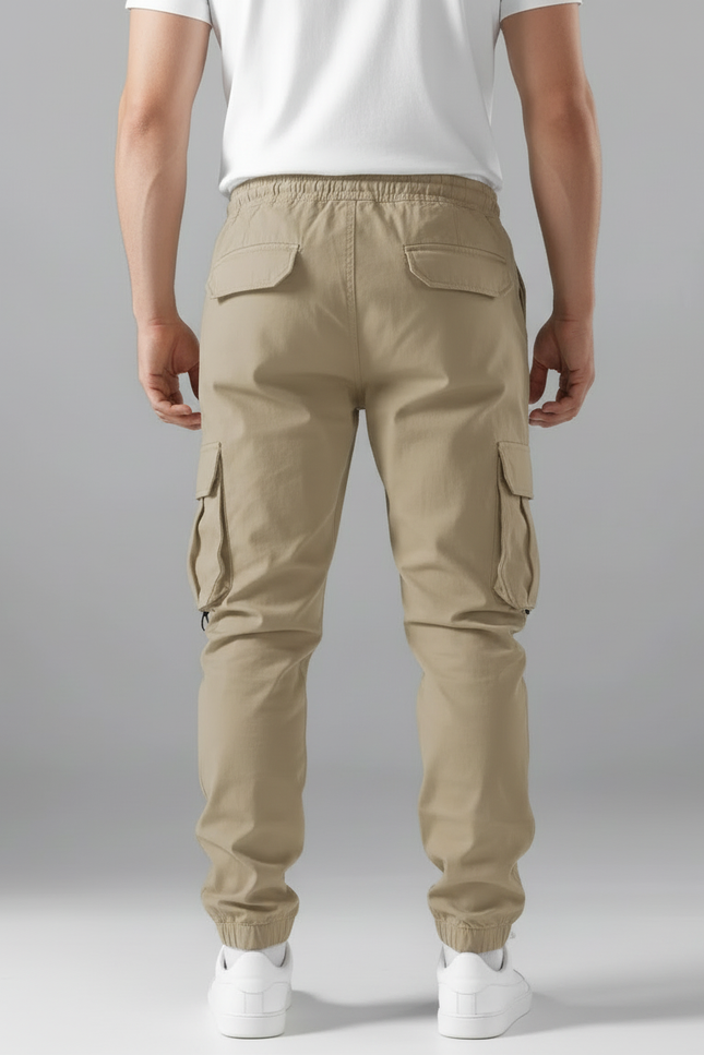 Pantalon Cargo Homme Kaki Zippé Cordon Jogger - Toile - vue 2