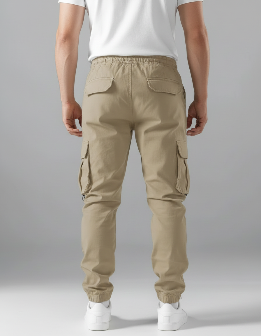 Pantalon Cargo Homme Kaki Zippé Cordon Jogger - Toile - vue 2