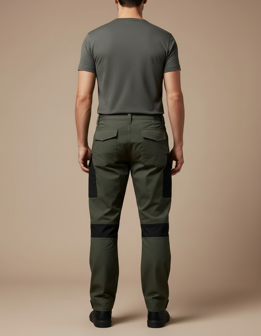 Pantalon Cargo Vert Militaire Tactique Renforcé Homme - Kaki Toile - vue 2