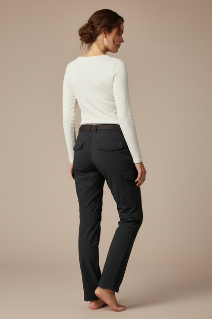 Pantalon Cargo Noir Convertible Léger Femme - Polyester - vue 2