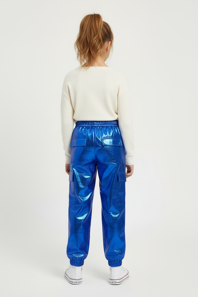 Pantalon Cargo Bleu Électrique - Simili cuir - vue 2
