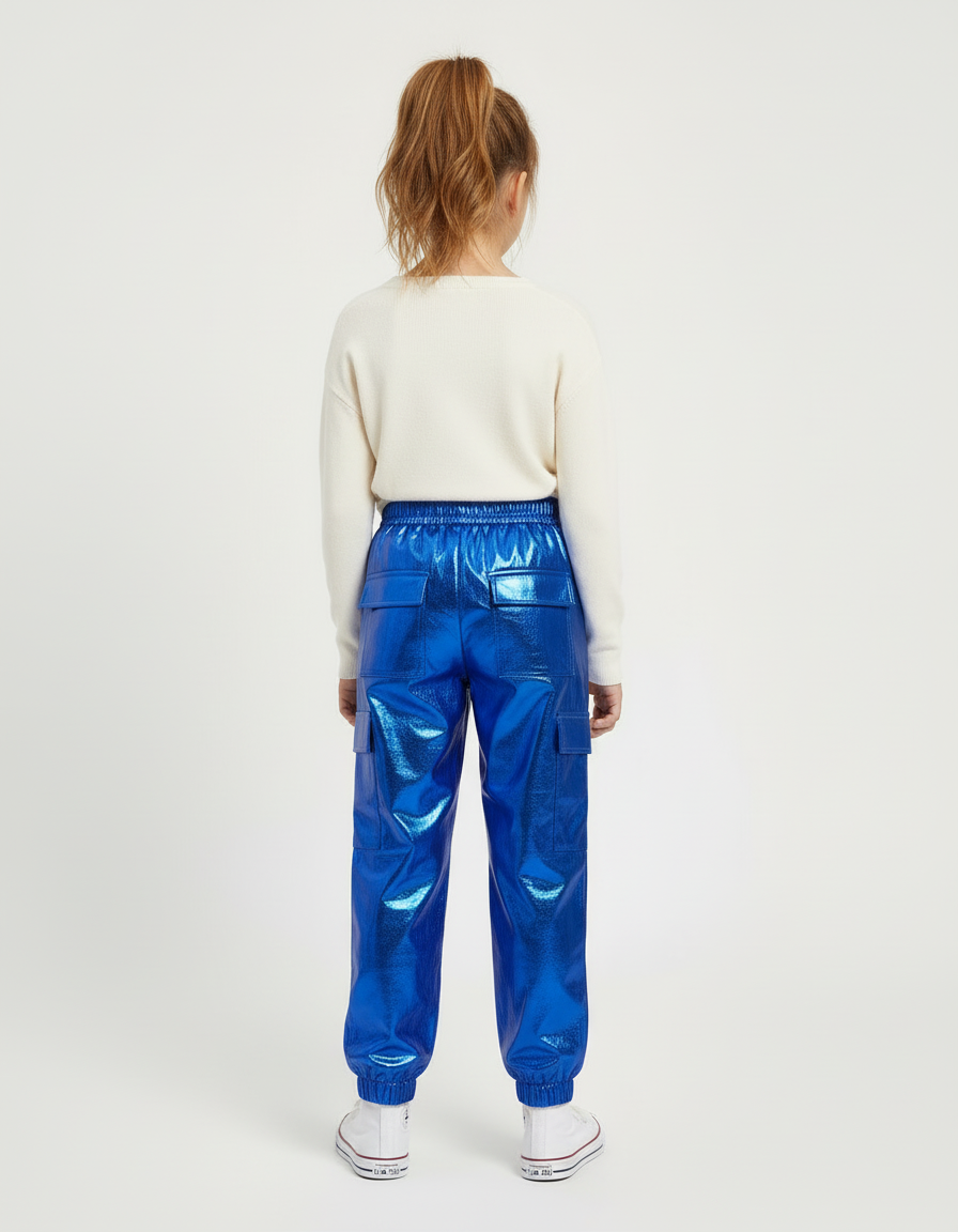 Pantalon Cargo Bleu Électrique - Simili cuir - vue 2