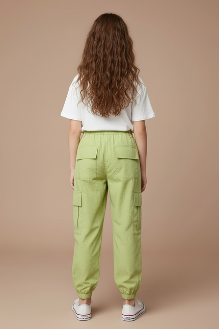 Pantalon Cargo Vert Clair Ample Multipoches Fille - Polyester - vue 2