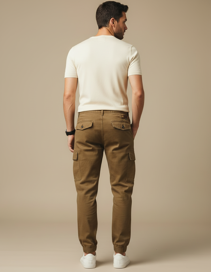 Pantalon Cargo Kaki Ample Jogger Coton Homme - vue 2