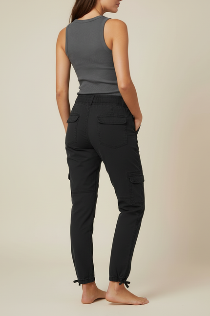 Pantalon Cargo Extensible - Noir Toile - vue 2