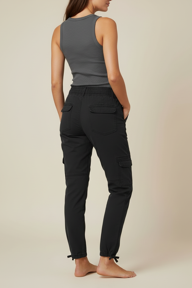 Pantalon Cargo Extensible - Noir Toile - vue 2