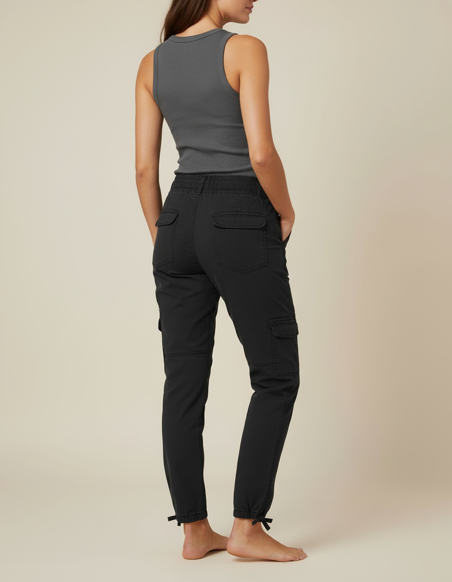 Pantalon Cargo Extensible - Noir Toile - vue 2