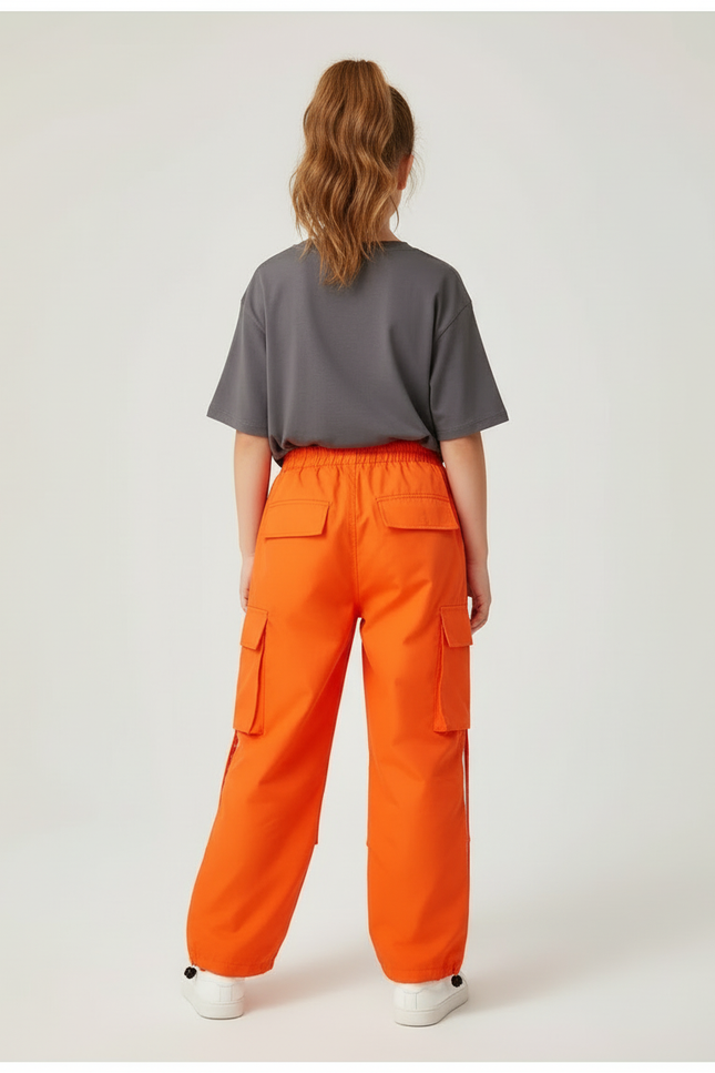 Pantalon Cargo Orange Ample Enfant Poches Latérales - Coton - vue 2