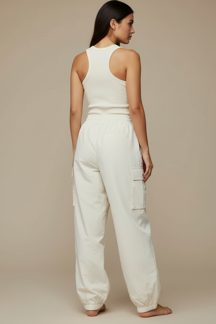 Pantalon Cargo Beige, Ample, Décontracté, Multipoches - Polyester - vue 2
