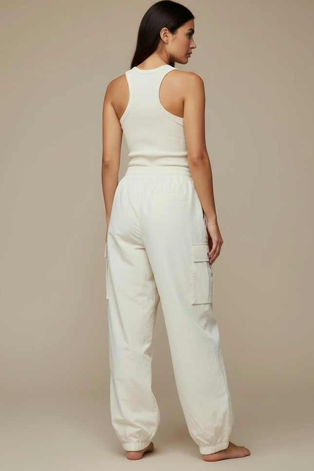 Pantalon Cargo Beige, Ample, Décontracté, Multipoches - Polyester - vue 2