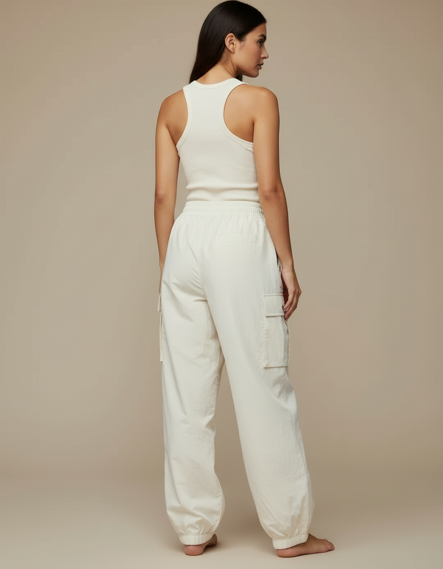 Pantalon Cargo Beige, Ample, Décontracté, Multipoches - Polyester - vue 2