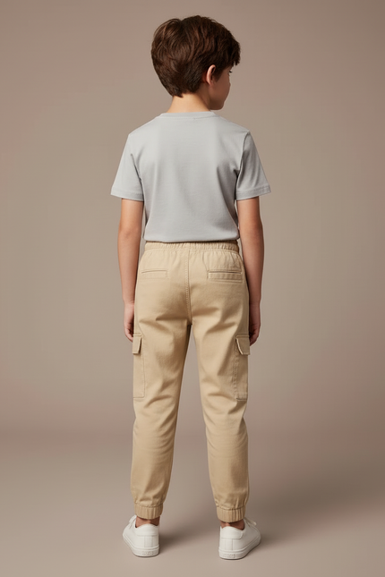 Pantalon Cargo Beige Enfant Coton Jogger Décontracté - vue 2