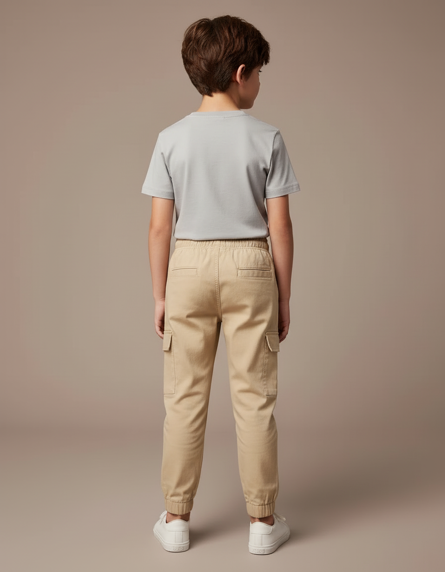Pantalon Cargo Beige Enfant Coton Jogger Décontracté - vue 2