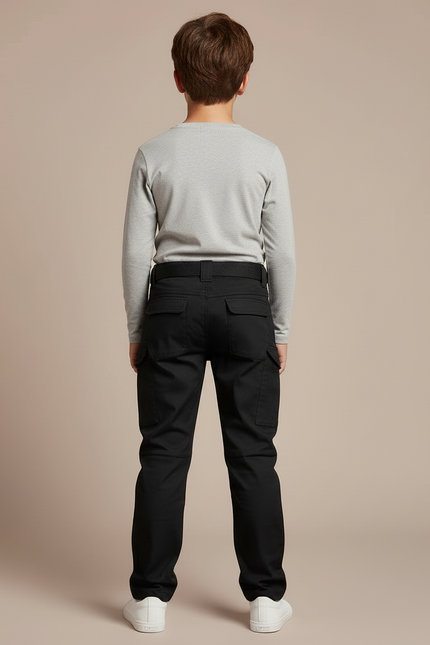Pantalon Cargo Noir Enfant Multipoches Résistant - Toile - vue 2