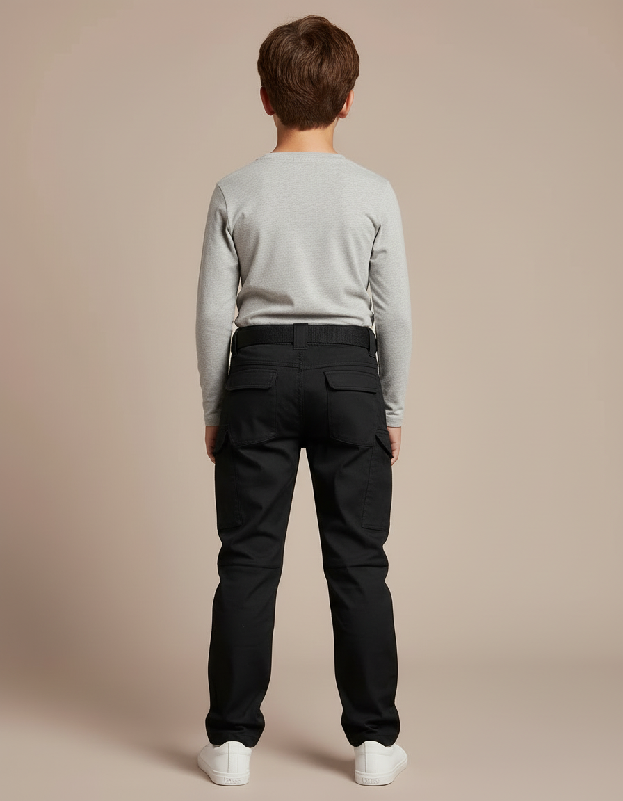 Pantalon Cargo Noir Enfant Multipoches Résistant - Toile - vue 2