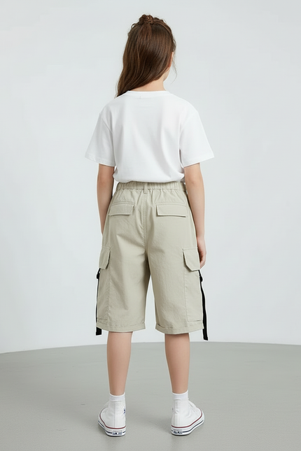 Pantalon Cargo Beige Décontracté Multipoches Enfant Coton - Polyester - vue 2