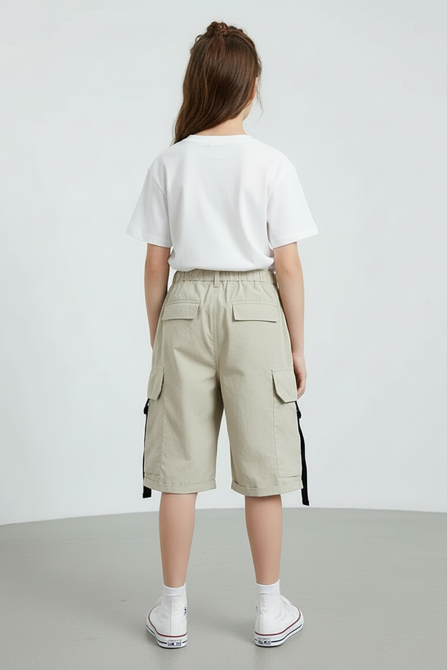 Pantalon Cargo Beige Décontracté Multipoches Enfant Coton - Polyester - vue 2