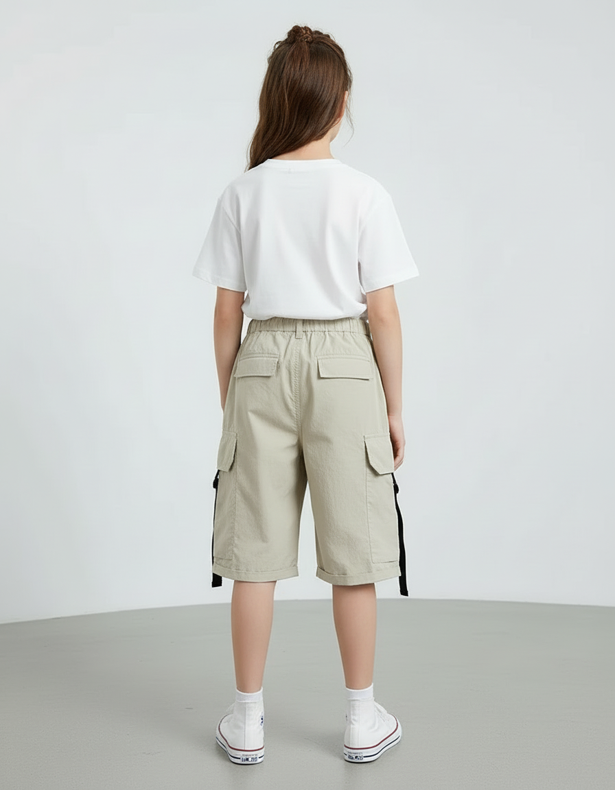Pantalon Cargo Beige Décontracté Multipoches Enfant Coton - Polyester - vue 2