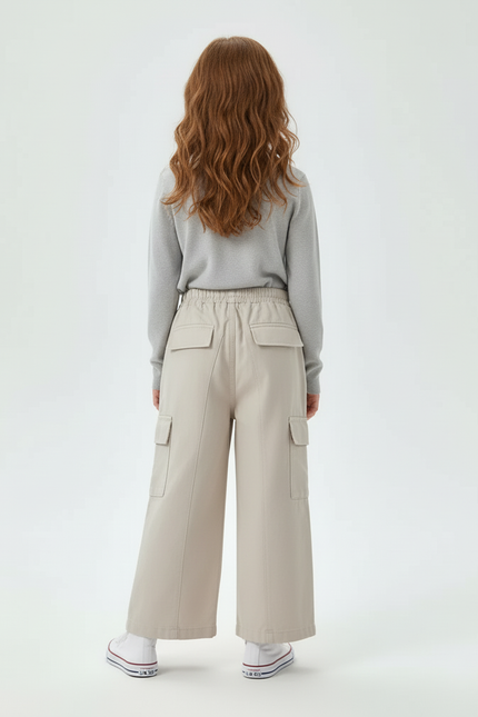 Pantalon Cargo Fille Beige Large - Toile - vue 2