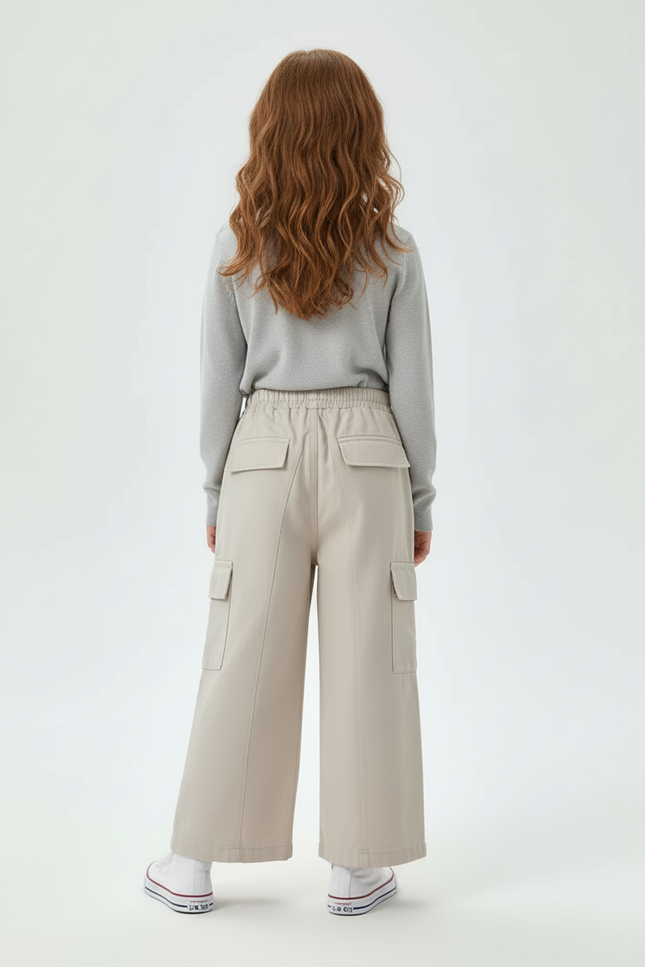 Pantalon Cargo Fille Beige Large - Toile - vue 2