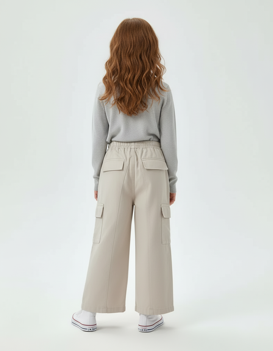 Pantalon Cargo Fille Beige Large - Toile - vue 2