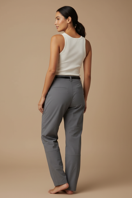 Pantalon Cargo Gris Imperméable Ample Ceinturé Femme - Polyester - vue 2