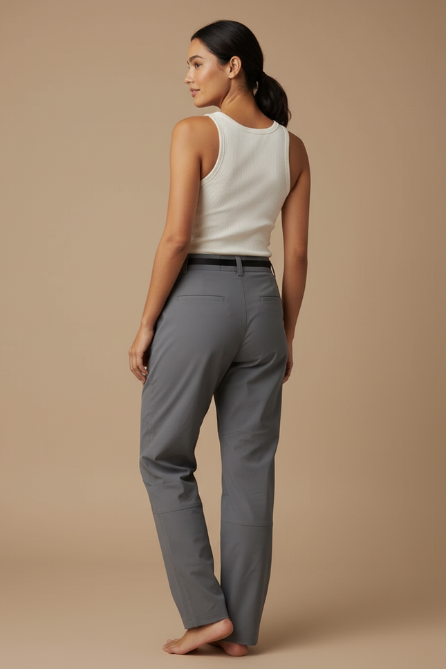 Pantalon Cargo Gris Imperméable Ample Ceinturé Femme - Polyester - vue 2