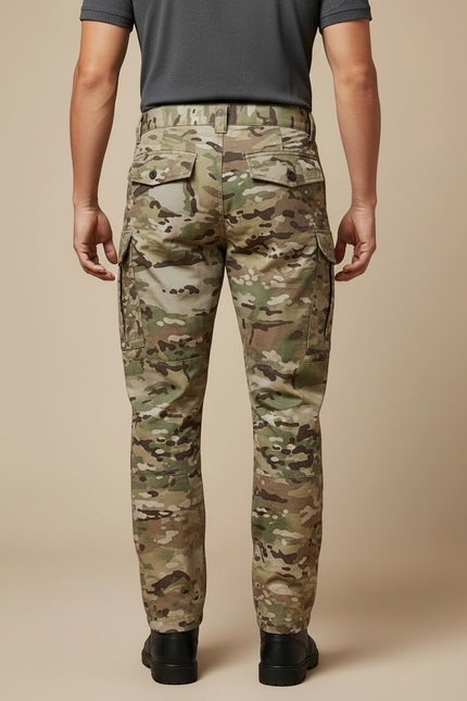 Pantalon Cargo Militaire Camouflage Tactique Multipoches Homme - Multicolore Toile - vue 2