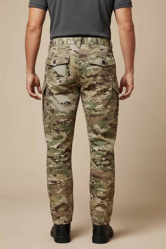 Pantalon Cargo Militaire Camouflage Tactique Multipoches Homme - Multicolore Toile - vue 2