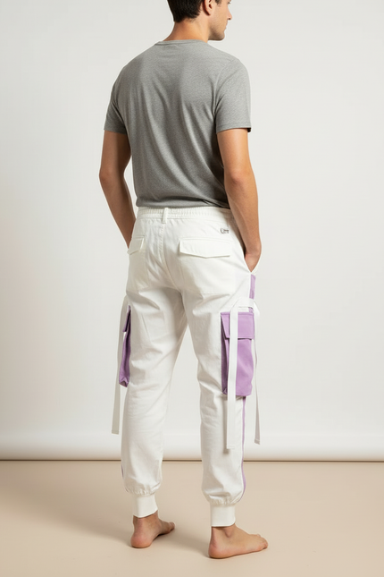 Pantalon Cargo Streetwear - Blanc Gabardine - vue 2