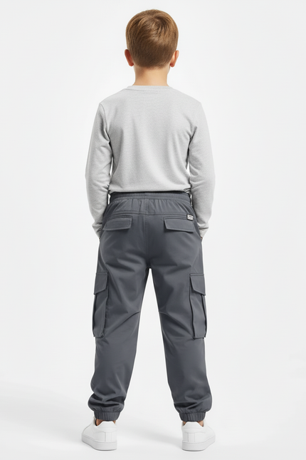 Pantalon Cargo Gris Imperméable Multipoches Garçon - Polyester - vue 2