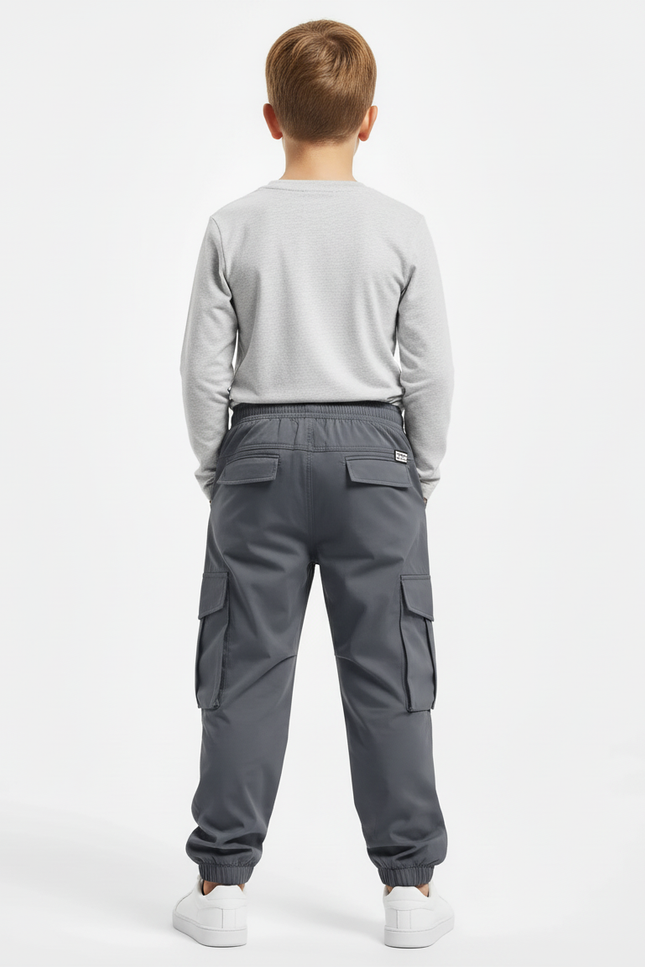 Pantalon Cargo Gris Imperméable Multipoches Garçon - Polyester - vue 2