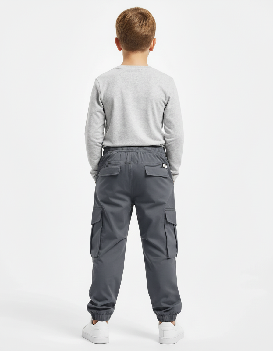 Pantalon Cargo Gris Imperméable Multipoches Garçon - Polyester - vue 2