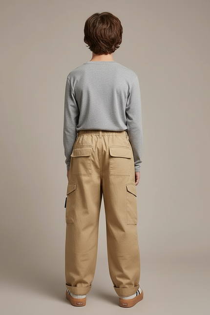 Pantalon Cargo Beige Ample Multipoches Enfant Décontracté - Toile - vue 2