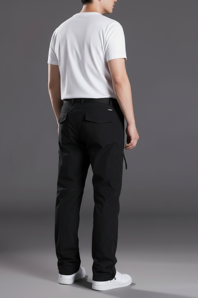 Pantalon Cargo Noir Décontracté Ample Homme Multipoches - Polyester - vue 2
