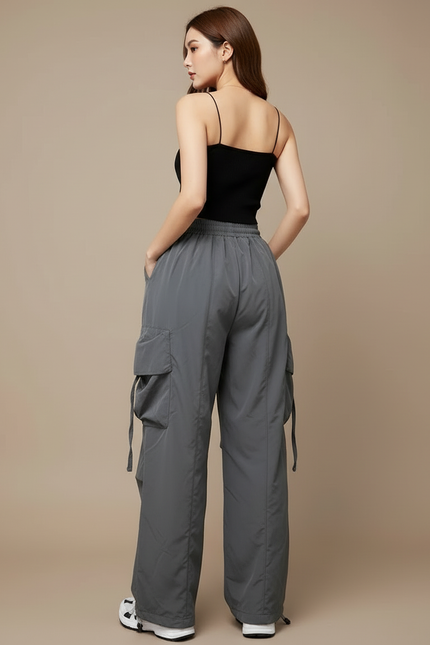 Pantalon Cargo Gris Ample Décontracté Femme - Polyester - vue 2