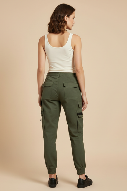 Pantalon Cargo Kaki Ample Multi-Poches Imprimé Femme - Toile - vue 2