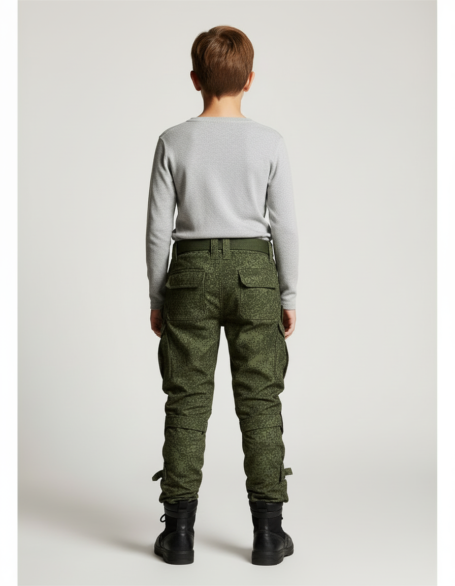 Pantalon Cargo Camouflage Militaire Tactique Multipoches Genouillères - Vert Toile - vue 2