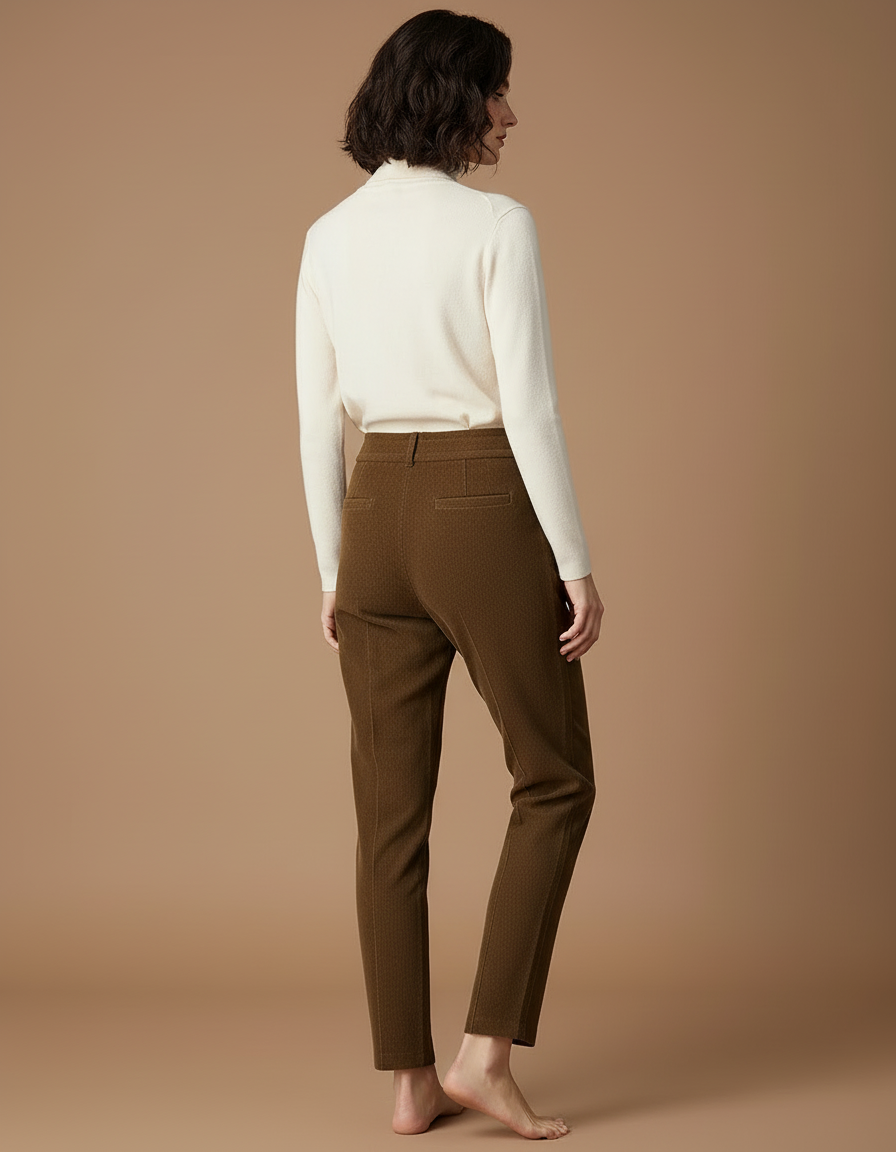 Pantalon Cargo Marron Côtelé Droit Décontracté Femme - Cordé - vue 2