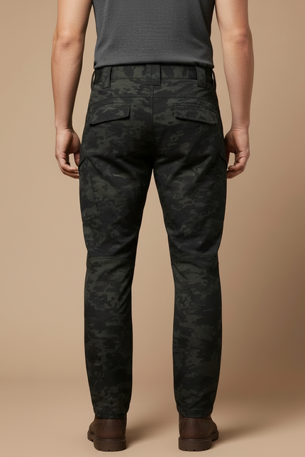 Pantalon Cargo Camouflage Militaire Ajusté Homme Multipoches - Multicolore Toile - vue 2