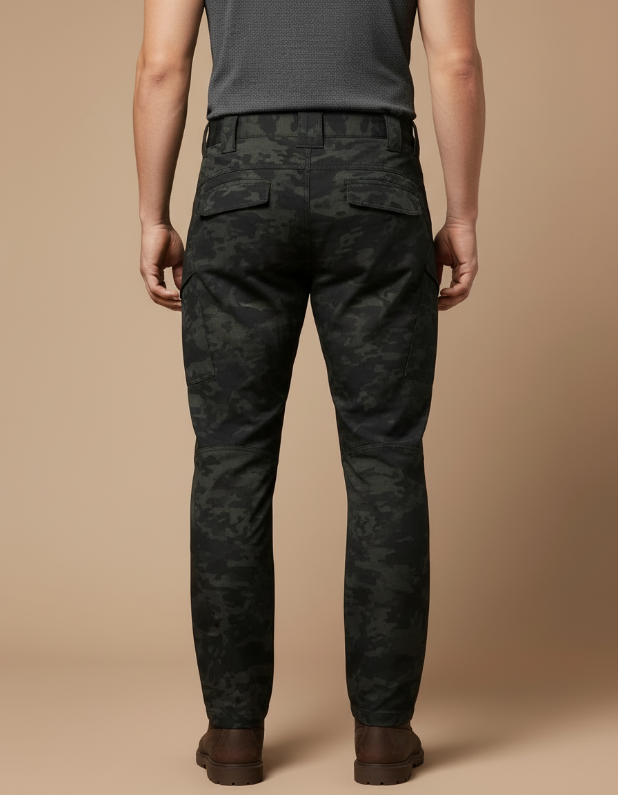 Pantalon Cargo Camouflage Militaire Ajusté Homme Multipoches - Multicolore Toile - vue 2