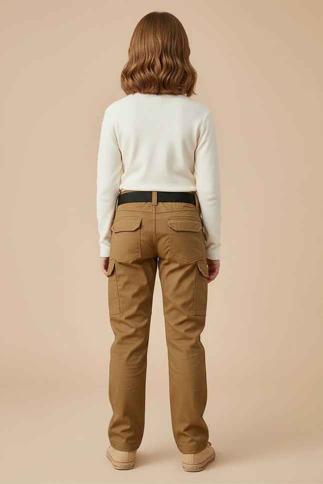 Pantalon Cargo Marron Enfant Multipoches Résistant Décontracté - Toile - vue 2