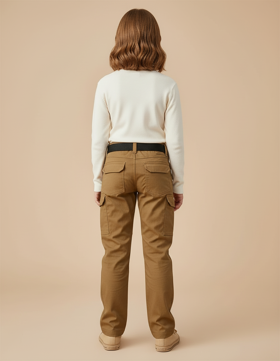 Pantalon Cargo Marron Enfant Multipoches Résistant Décontracté - Toile - vue 2