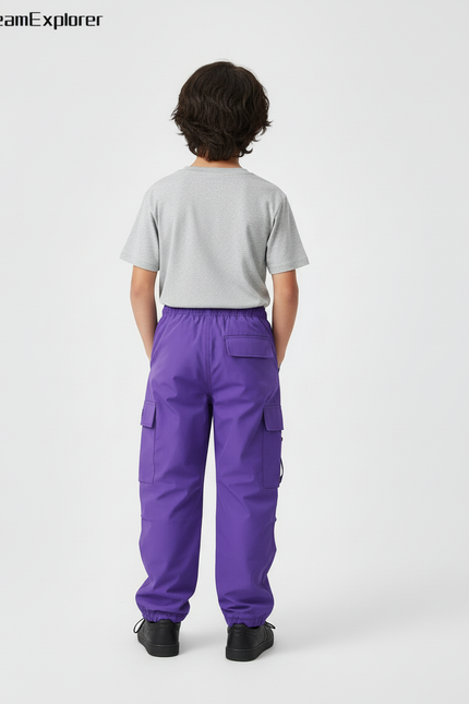 Pantalon Cargo Violet Ample Poches Garçon - Polyester - vue 2