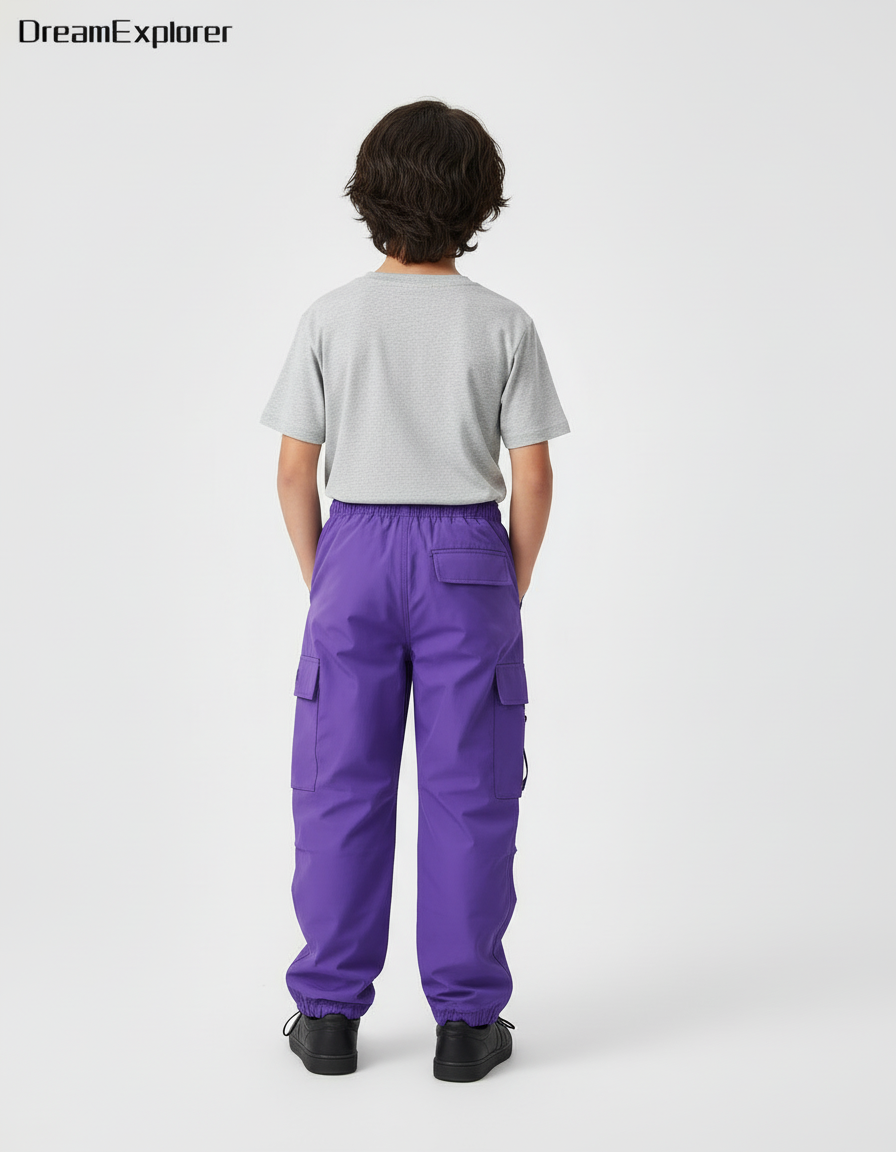 Pantalon Cargo Violet Ample Poches Garçon - Polyester - vue 2