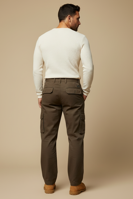 Pantalon Cargo Homme Marron - Gabardine - vue 2