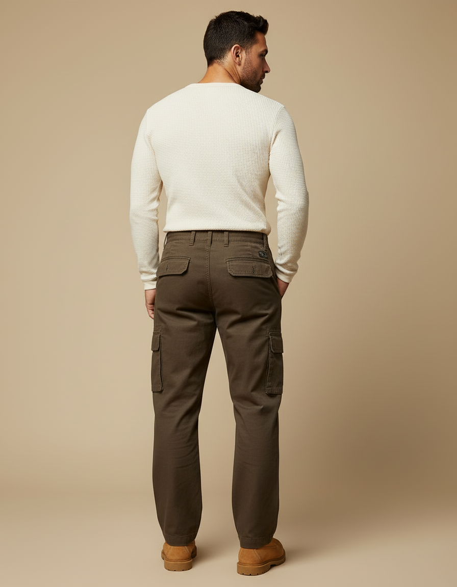 Pantalon Cargo Homme Marron - Gabardine - vue 2