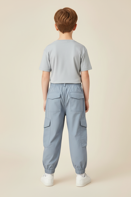Pantalon Cargo Bleu Léger Multipoches Garçon - Polyester - vue 2
