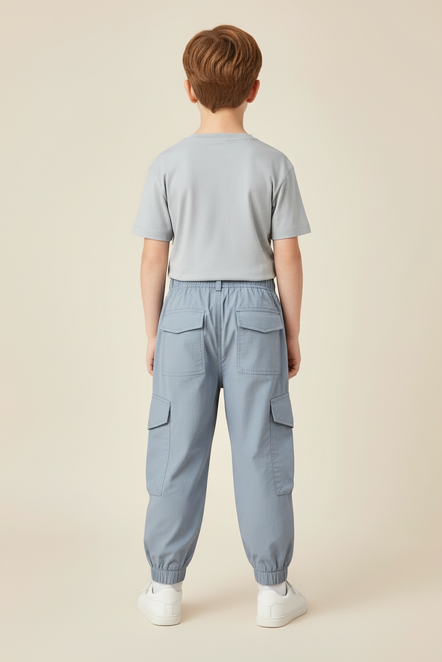 Pantalon Cargo Bleu Léger Multipoches Garçon - Polyester - vue 2