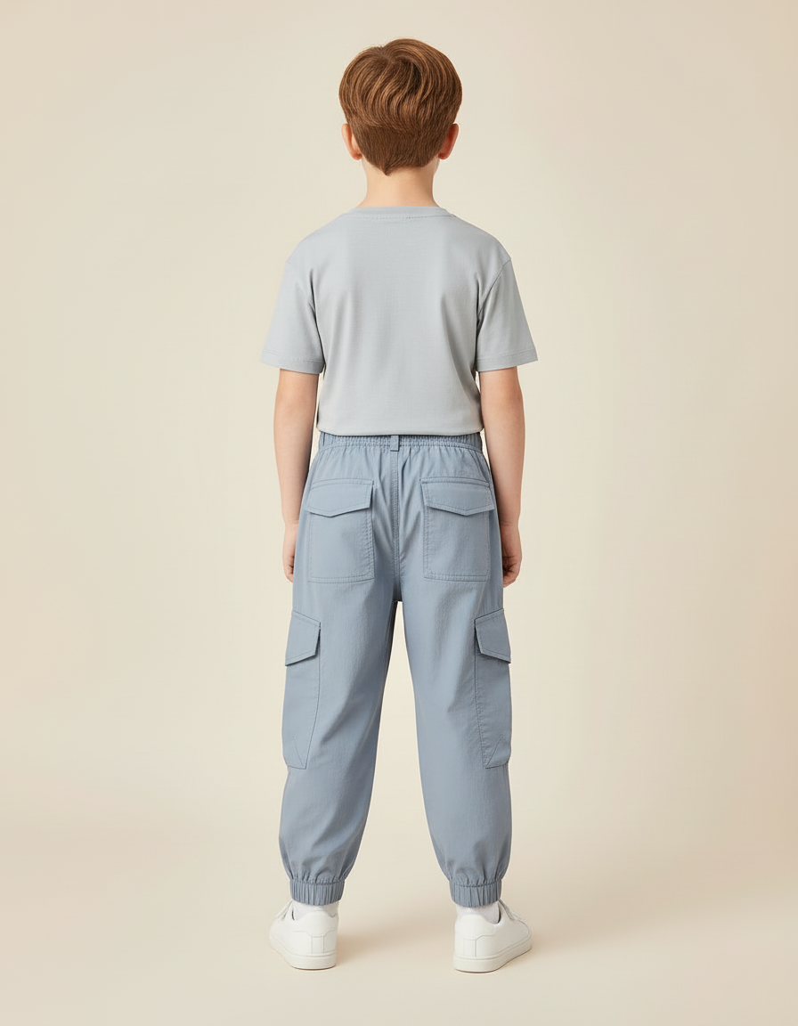 Pantalon Cargo Bleu Léger Multipoches Garçon - Polyester - vue 2